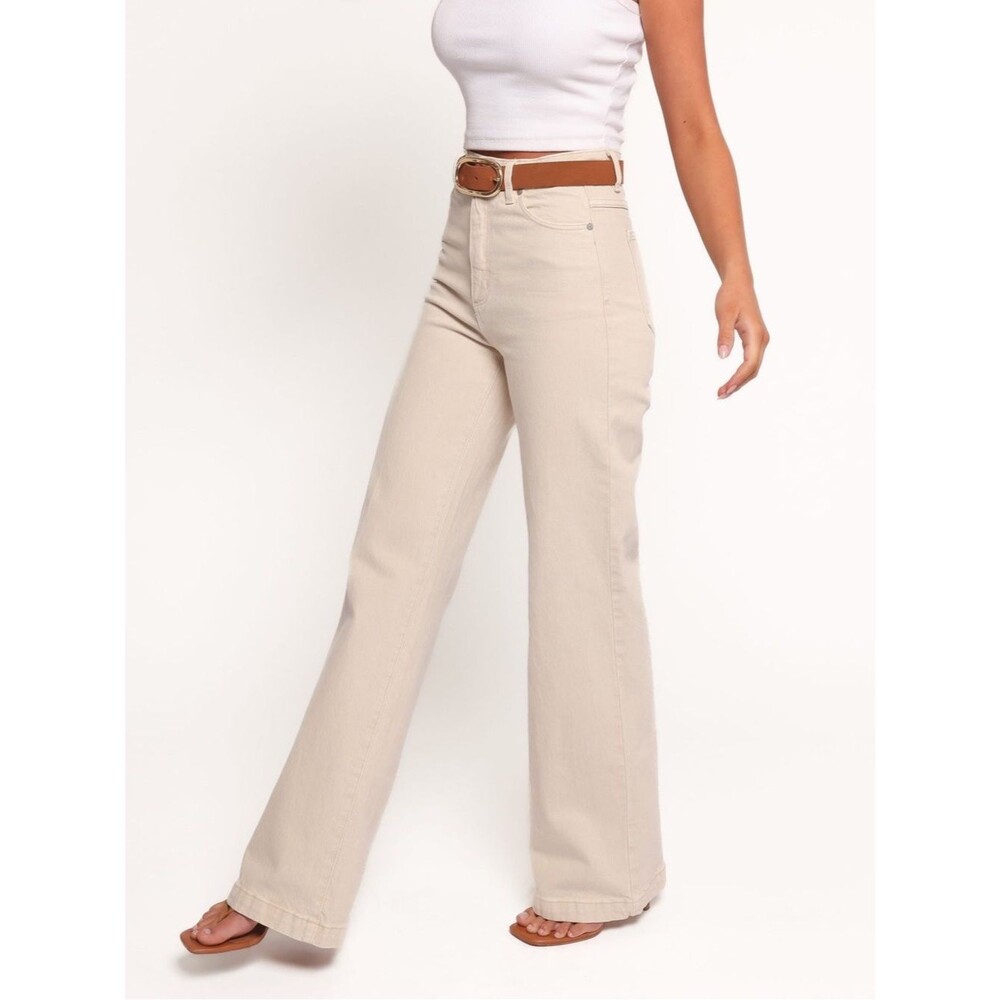 Abrand High-Rise Wide-Leg Jeans in Neutral Beige
